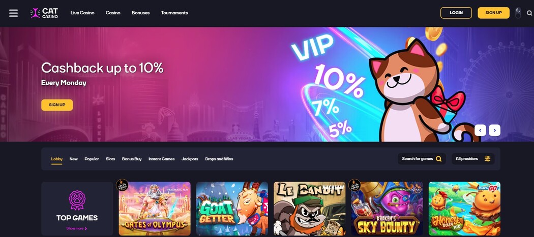 Бонусный раздел Cat Casino